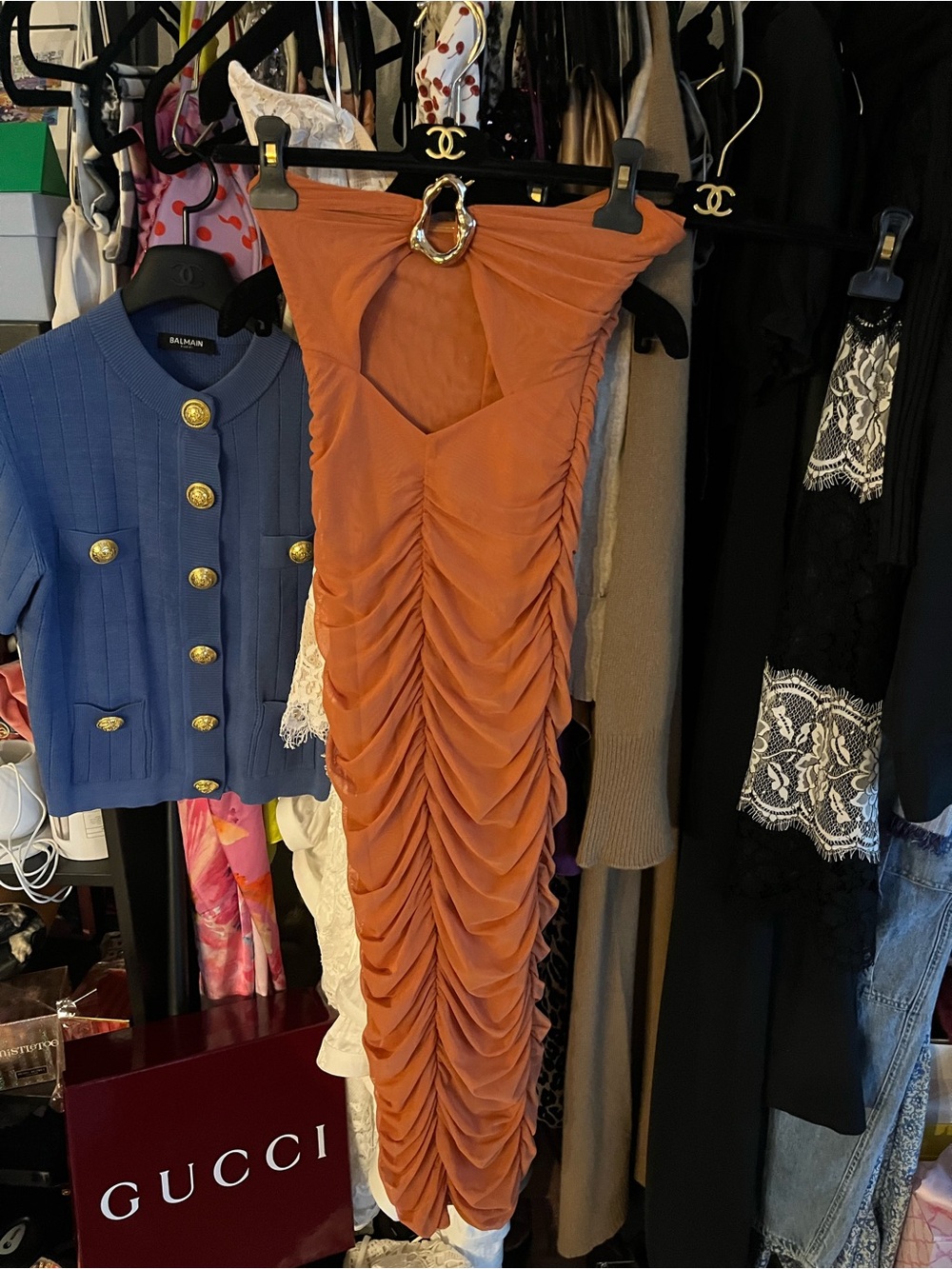 OH POLLY π strapless ( Gorgeous) burnt orange Summer Dress NWT size 2 ππ - Picture 4 of 6